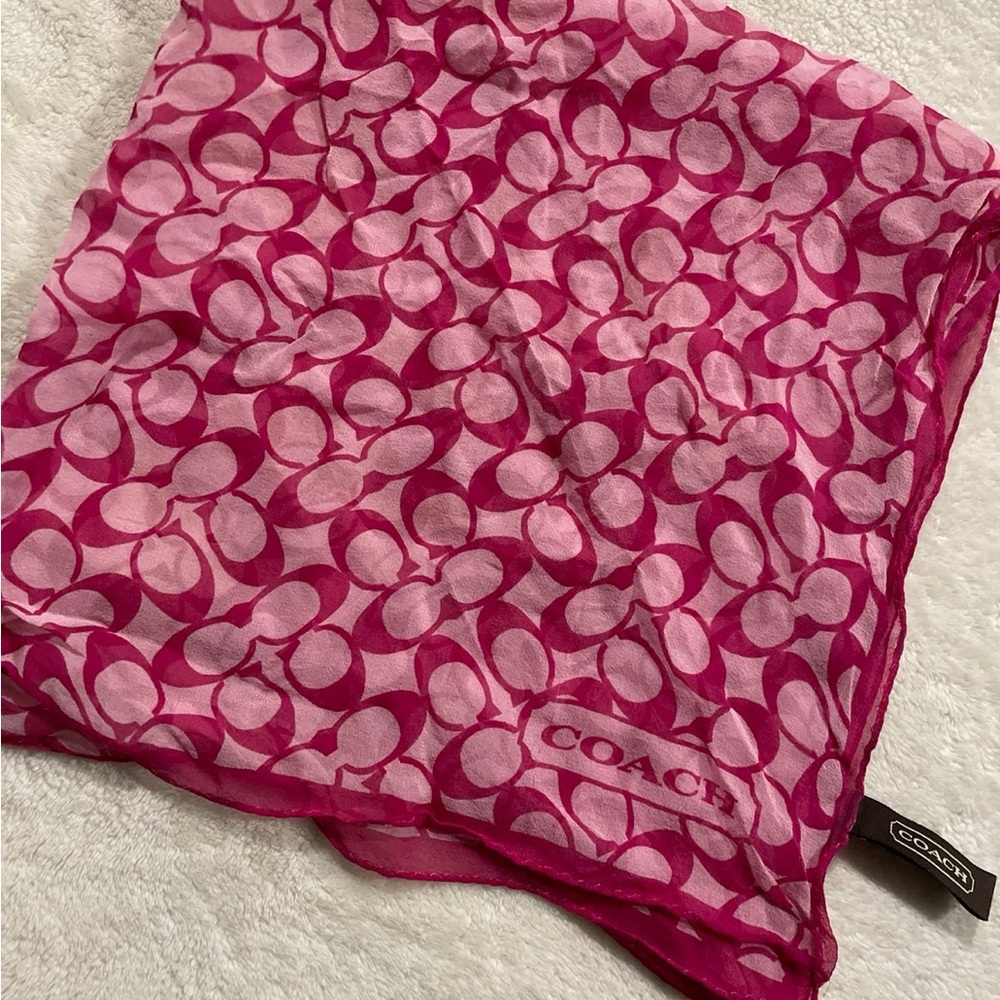 Coach Fuchsia Logo Silk Scarf